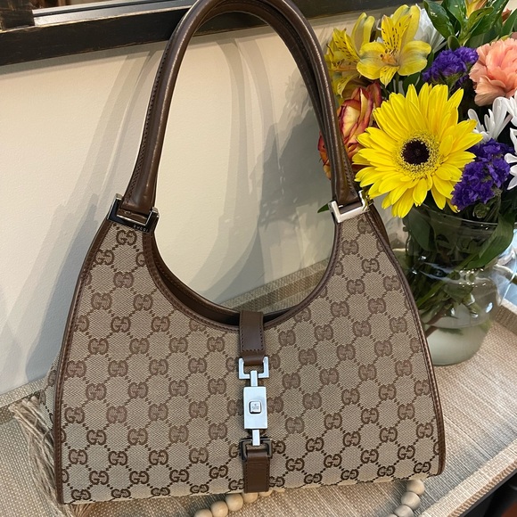 GUCCI Vintage Jackie Bardot Cloth & Leather Trimmed Bag - Picture 3 of 16